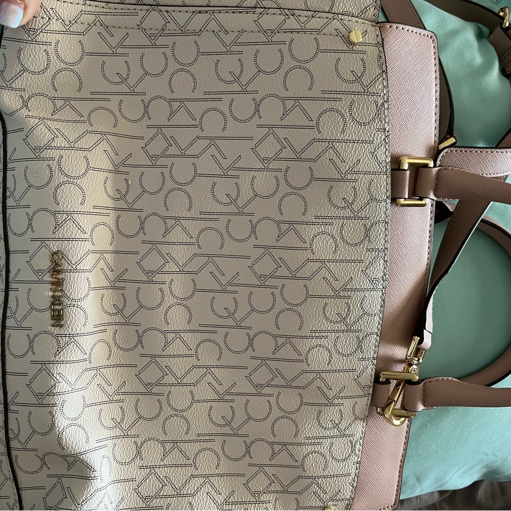 New pink and off white purse